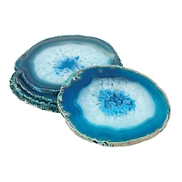 Teal Agate Coasters With Raw Edges- set of 4