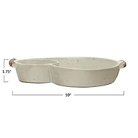 Hello Honey® Ivory Farmhouse Stoneware Chip & Dip Dish with Handles