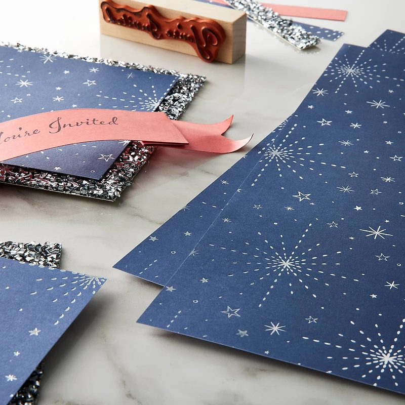 Navy & Silver Star Cardstock Paper by Recollections™, 12" x 12"