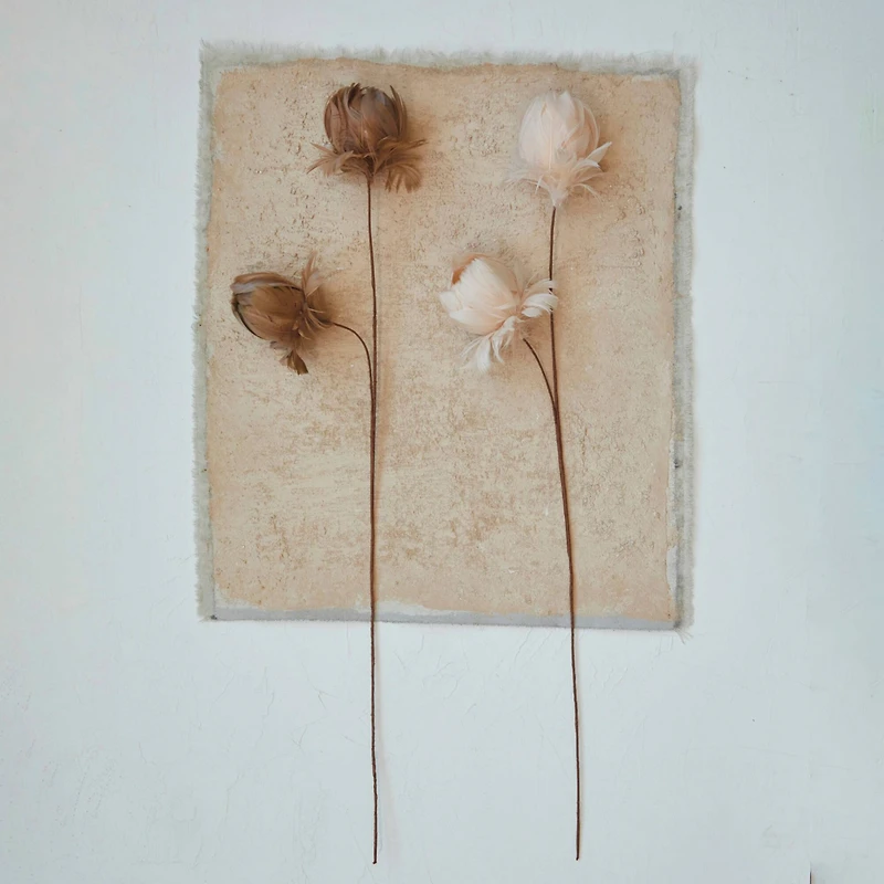 Hello Honey® 28.25" Pink Organic Feather Flower Stem