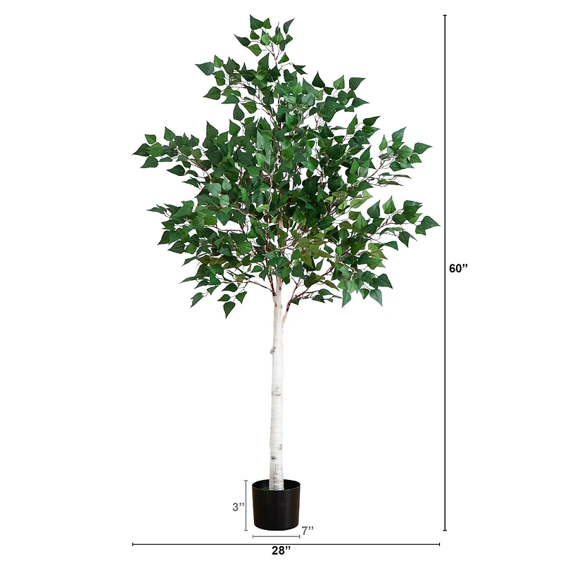 5ft. Potted Pre-Lit Artificial Birch Tree with Warm White LED Lights