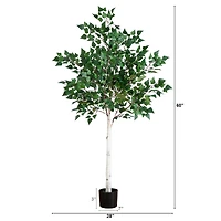 5ft. Potted Pre-Lit Artificial Birch Tree with Warm White LED Lights