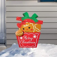 Glitzhome® 2ft. Metal Gingerbread Giftbox Yard Stake