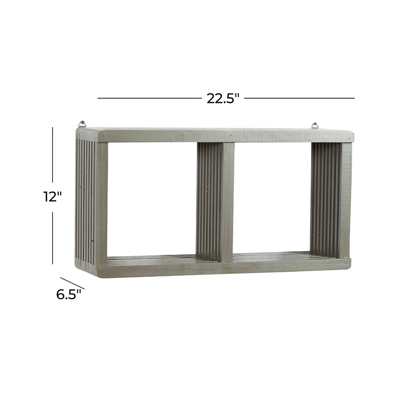 Gray Wood Contemporary Wall Shelf, 12" x 23" x 7"