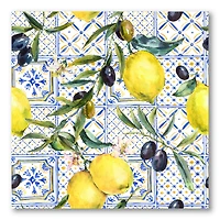 Designart - Lemon Ornament On Blue Geometrical Pattern III