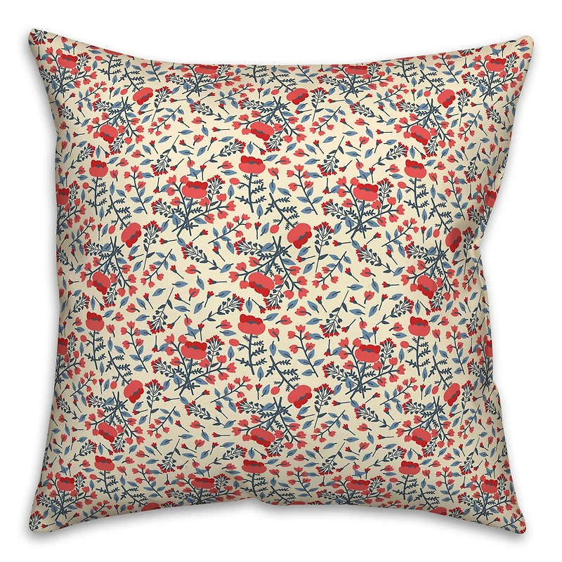 Patriotic Florals Throw Pillow