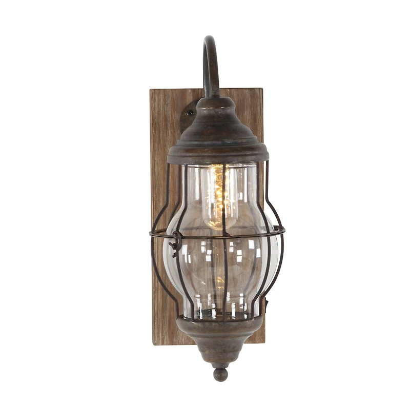 17" Brown Iron Industrial LED Wall Sconce