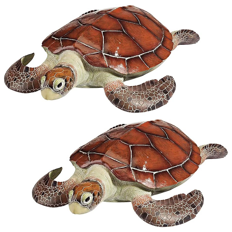 Design Toscano 19" Flat Back Sea Turtle Outdoor Statues, 2ct.