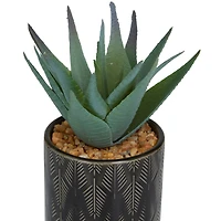 Novogratz Green Faux Foliage Small Succulent Artificial Plant with Leaf Patterned Pot Set