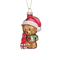 Wizardi 12" Teddy Bear with Gift Glass Ornament