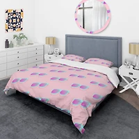 Designart 'Pink Abstract Retro Pattern I' Mid-Century Duvet Cover Set