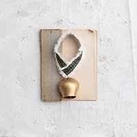 Hello Honey® 11" Gold Finish Metal Cowbell with Cotton Patterned Hanger