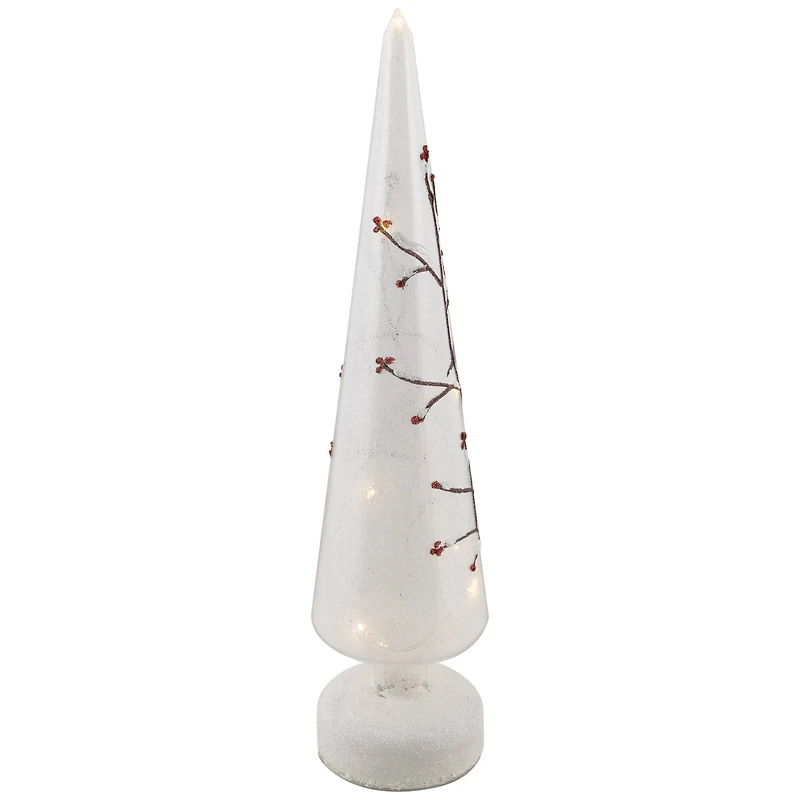 16" LED Lighted Frosted Glass Cone Christmas Tree Table Top Decoration