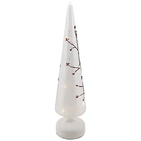 16" LED Lighted Frosted Glass Cone Christmas Tree Table Top Decoration