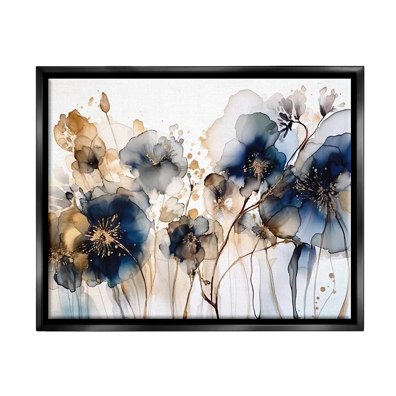 Stupell Industries Navy & Gold Abstraction Floater Framed Art
