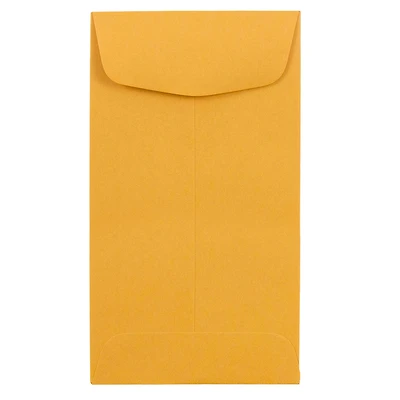JAM Paper 3.375" x 6" Brown Kraft Recycled Coin Business Envelopes, 100ct.