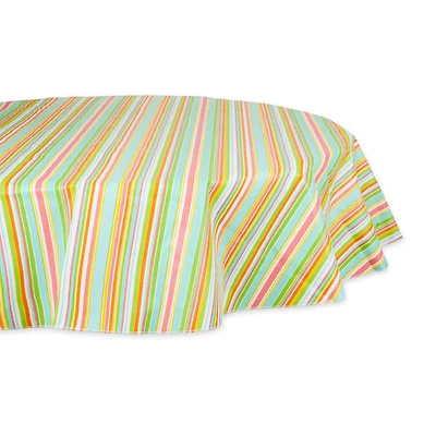Spring Stripe Vinyl Tablecloth 70" Round