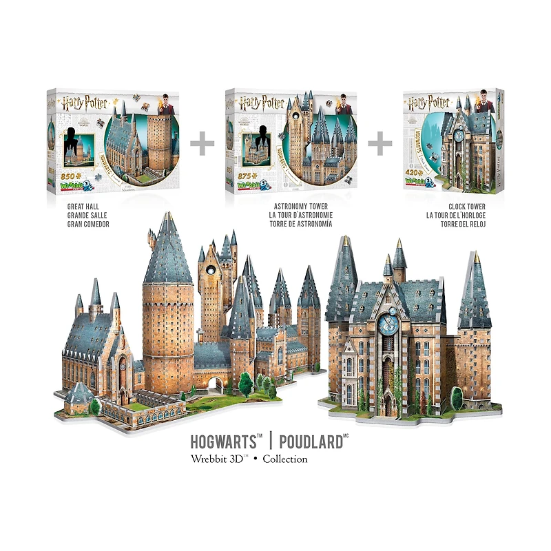 Harry Potter Collection - Hogwarts Castle - 2 3D Puzzles: Great Hall and Astronomy Tower: 1725 Pcs