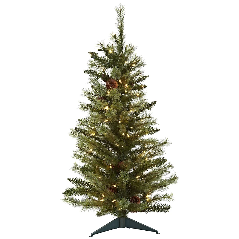 3ft. Pre-Lit Artificial Christmas Tree with Pinecones, Clear Lights