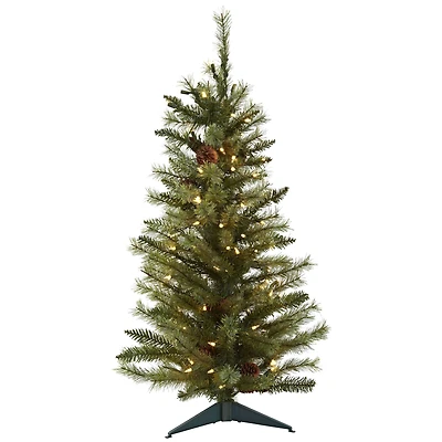 3ft. Pre-Lit Artificial Christmas Tree with Pinecones, Clear Lights