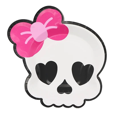 7" Skeleton with Pink Bow Paper Plates, 12ct. by Celebrate It™