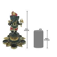10" Standing Lord Ganesha on Lotus Flower Candle Holder Statue