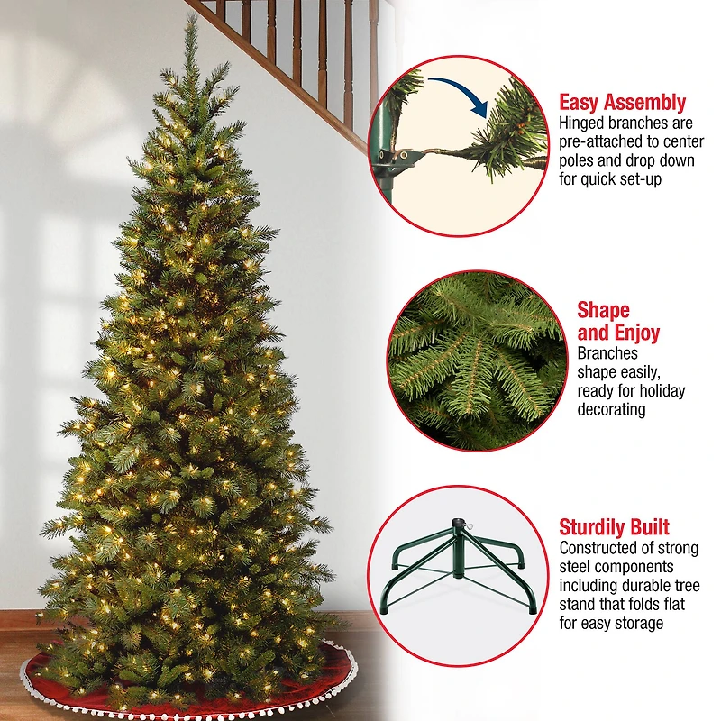 7.5 ft. Pre-lit Tiffany Fir Slim Artificial Christmas Tree, Clear Lights