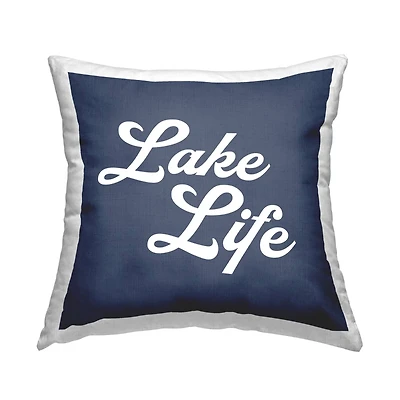 Stupell Industries Trendy Lake Life Phrase Bold Nautical Blue Throw Pillow 18" x 18"