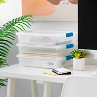 Iris® 5.5qt. Clear Clip Boxes with Lids & Blue Latches, 4ct.