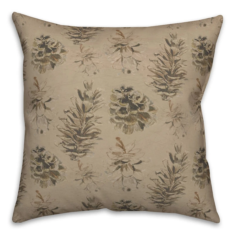 Pinecones on Brown Square Throw Pillow