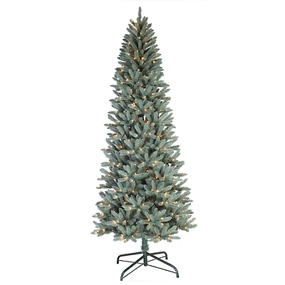 9ft. Pre-Lit Blue Spruce Slim Artificial Christmas Tree