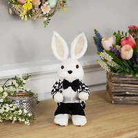 10" Boy Easter Rabbit Figurine in Checkered Jacket
