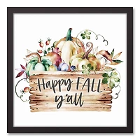 Happy Fall Y'all Canvas Wall Art with Black Frame