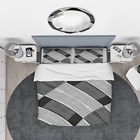 Designart 'Black and White Check Stipes Pattern' Modern & Contemporary Bedding Set