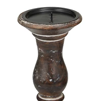 Dark Brown Wood Candle Holder Set