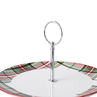9.25" Christmas Plaid 2-Tier Ceramic Tray by Ashland®