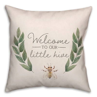 Welcome To Our Little Hive 18" x 18" Throw Pillow