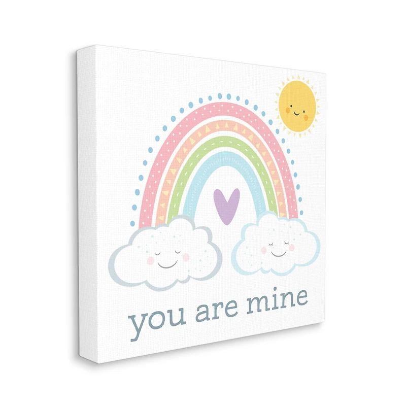 Stupell Industries You Are Mine Expression Smiling Cloud Sun Rainbow Canvas Wall Art