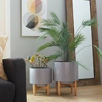 Gray Iron Contemporary Planter Set