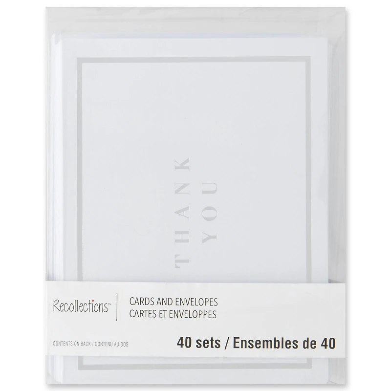 Silver Thank You Cards & Envelopes by Recollections™, 4.25" x 5.5"