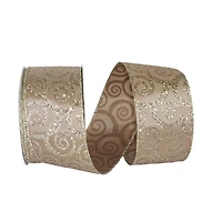 JAM Paper 2.5" x 20yd. Champagne Wired Swirl Glitter Taffeta Ribbon
