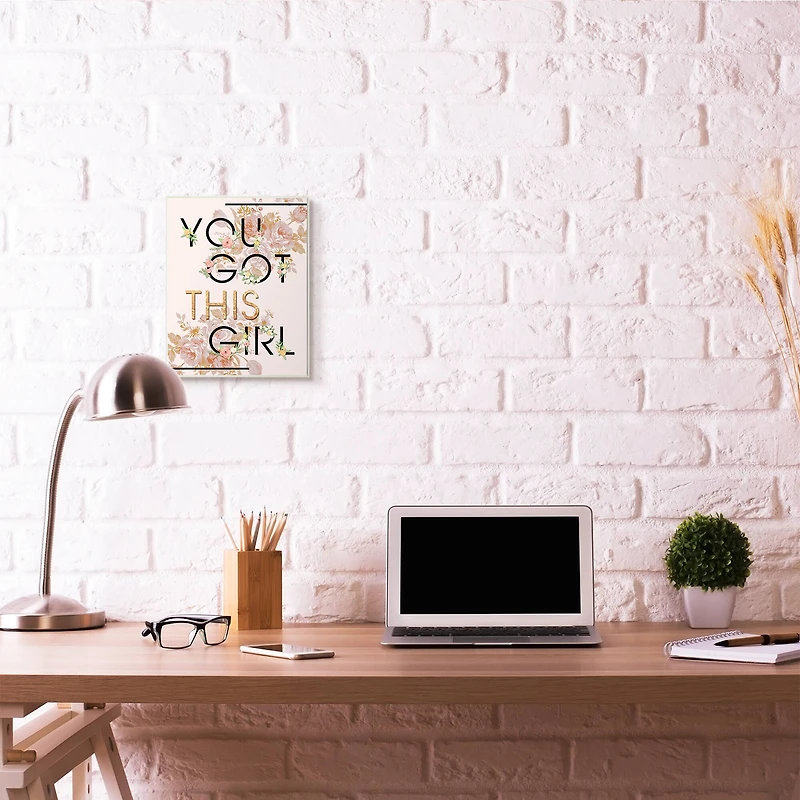 Stupell Industries You Got This Girl Pink & Gold Floral Wall Plaque