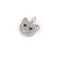 Charmalong™ Silver Plated & Stone Paved Cat Charm by Bead Landing™