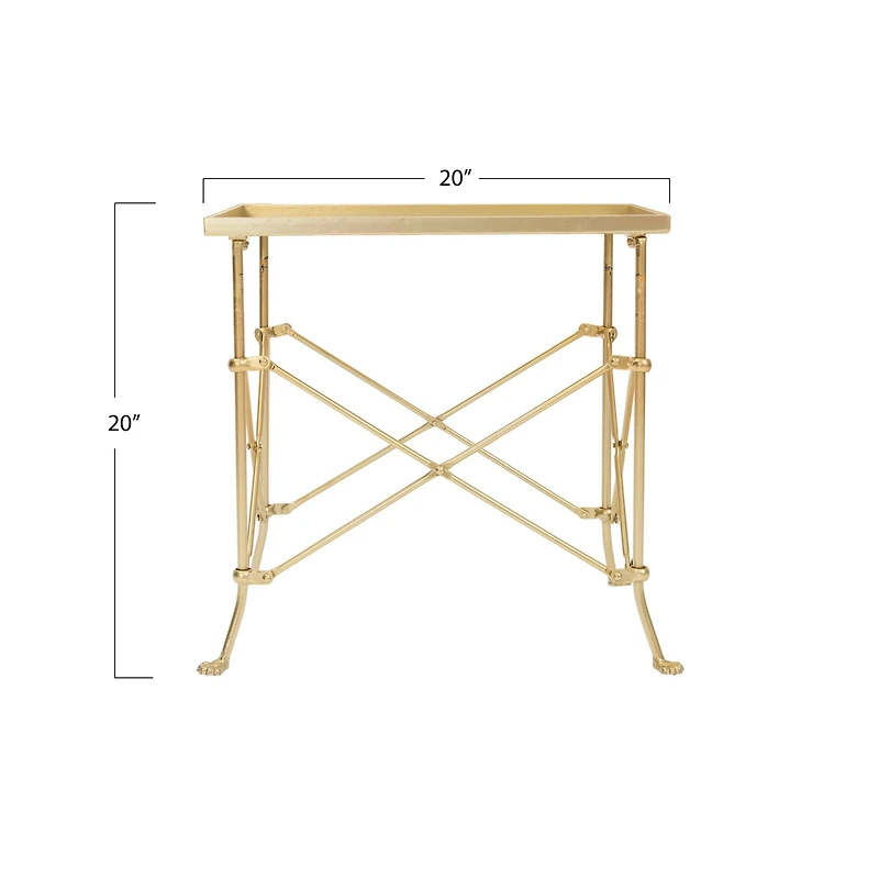 Hello Honey® 20" Gold Tray-Style Rectangle Metal Accent Table