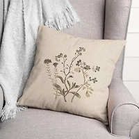 18" x 18" Charcoal Tan Botanicals Texture II Indoor & Outdoor Throw Pillow