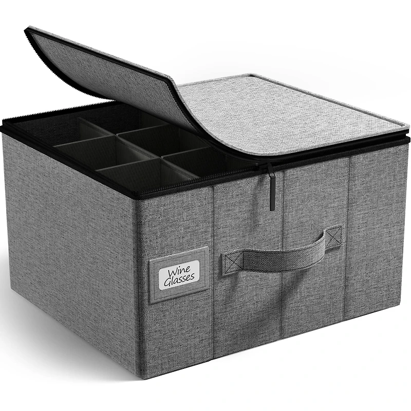 Sorbus 15.75" Gray Stemware Storage Chest