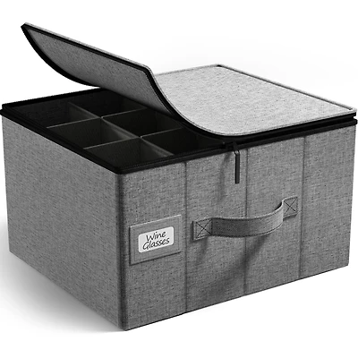 Sorbus 15.75" Gray Stemware Storage Chest