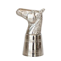 Hello Honey 2 oz. Cast Aluminum and Stainless Steel Horse Head Jigger in Kraft Box, Nickel Finish