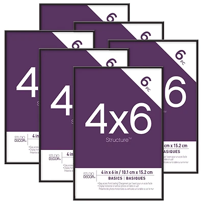 6 Pack Basics 4" x 6" Black Frames by Studio Décor®