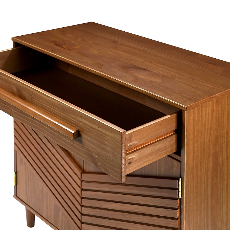 Walker Edison 32" Caramel Chevron Wood Detail Accent Cabinet